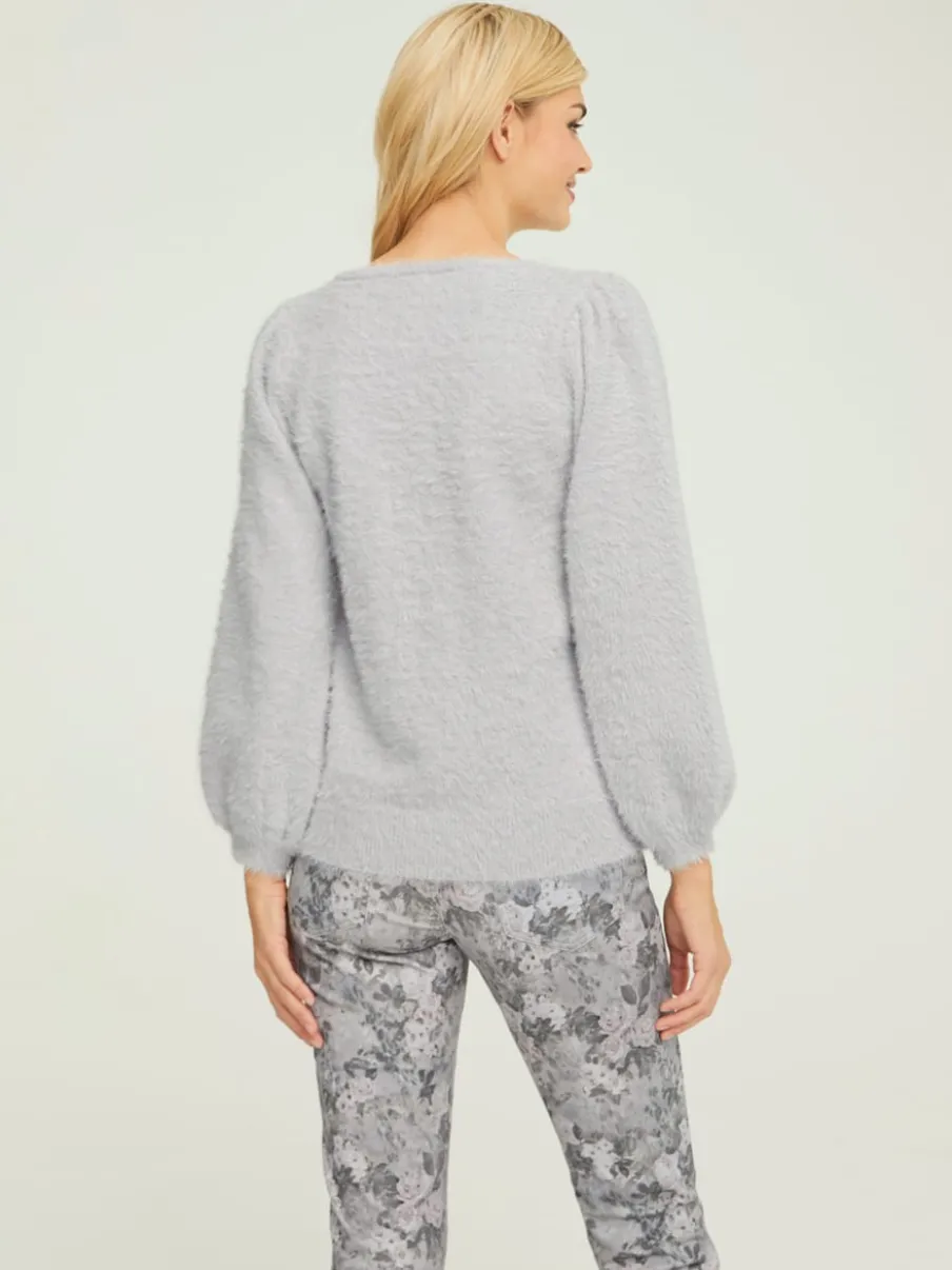 Pull en tricot moelleux à encolure ronde et manches larges