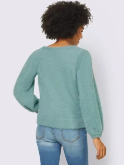 Pull en tricot moelleux à encolure ronde et manches larges