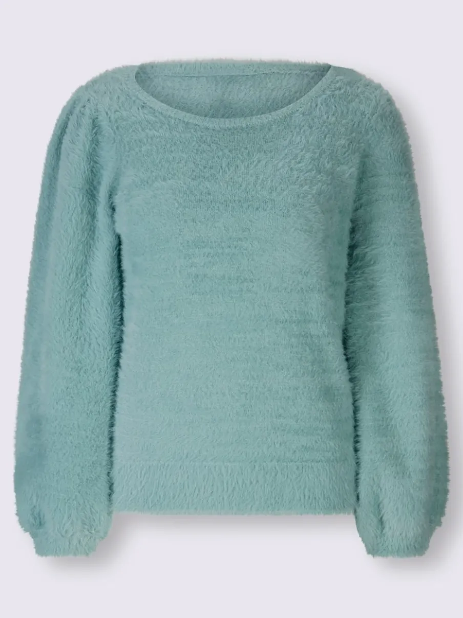Pull en tricot moelleux à encolure ronde et manches larges