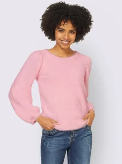 Pull en tricot moelleux à encolure ronde et manches larges
