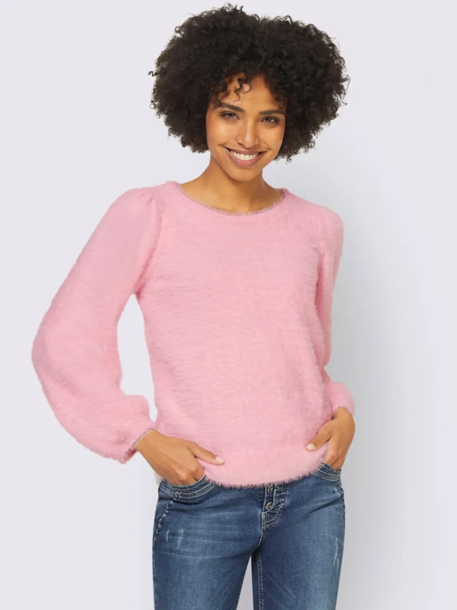 Pull en tricot moelleux à encolure ronde et manches larges