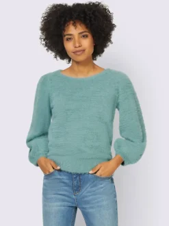 Pull en tricot moelleux à encolure ronde et manches larges