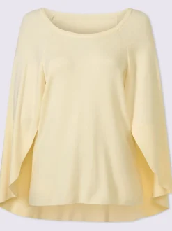 Pull en tricot poncho avec col rond et ourlet arrondi