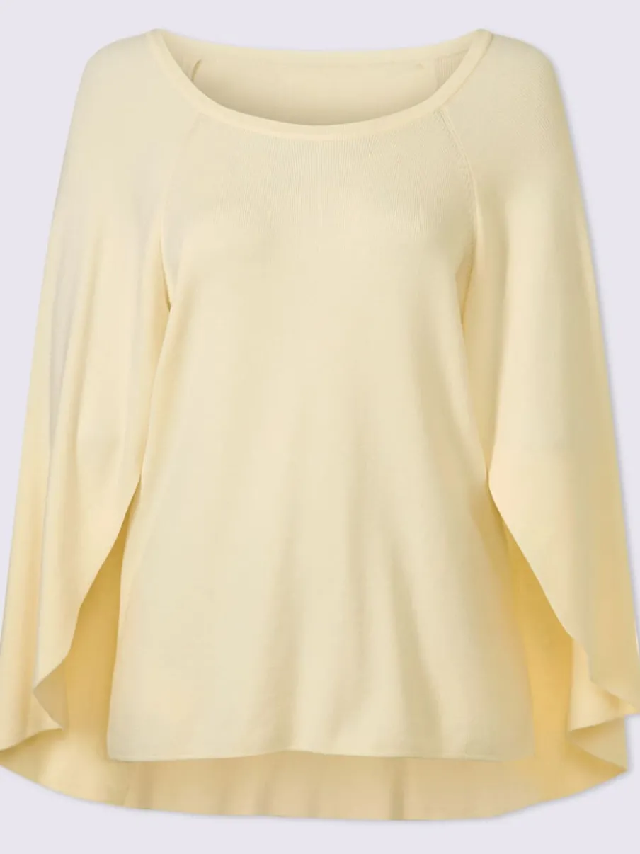 Pull en tricot poncho avec col rond et ourlet arrondi
