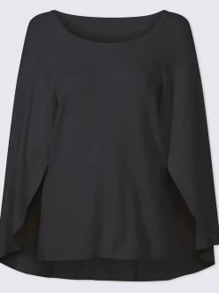 Pull en tricot poncho avec col rond et ourlet arrondi