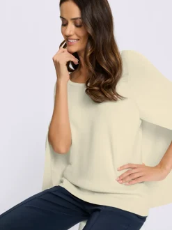 Pull en tricot poncho avec col rond et ourlet arrondi