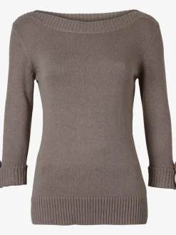 Pull femme col en U manches 3/4 avec boutons