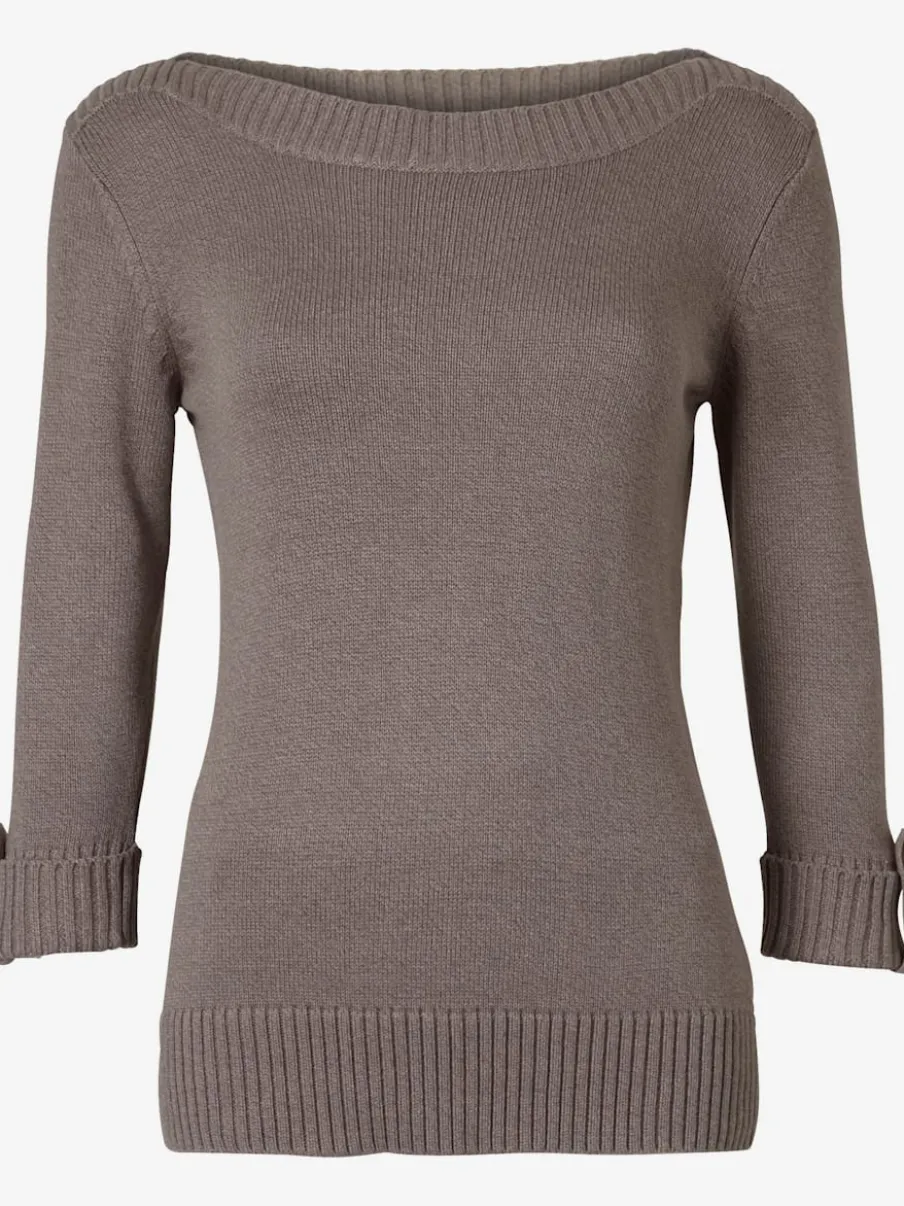 Pull femme col en U manches 3/4 avec boutons