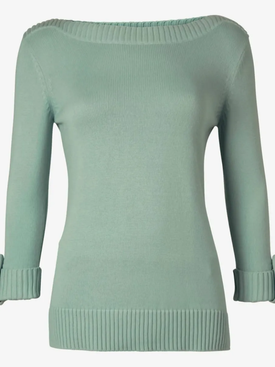 Pull femme col en U manches 3/4 avec boutons
