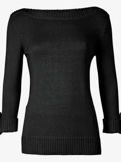 Pull femme col en U manches 3/4 avec boutons