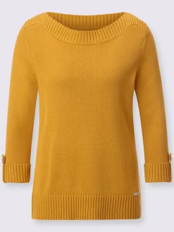 Pull femme col en U manches 3/4 avec boutons