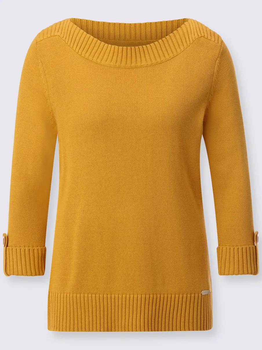 Pull femme col en U manches 3/4 avec boutons