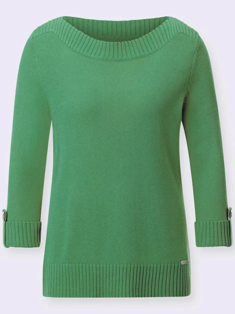 Pull femme col en U manches 3/4 avec boutons