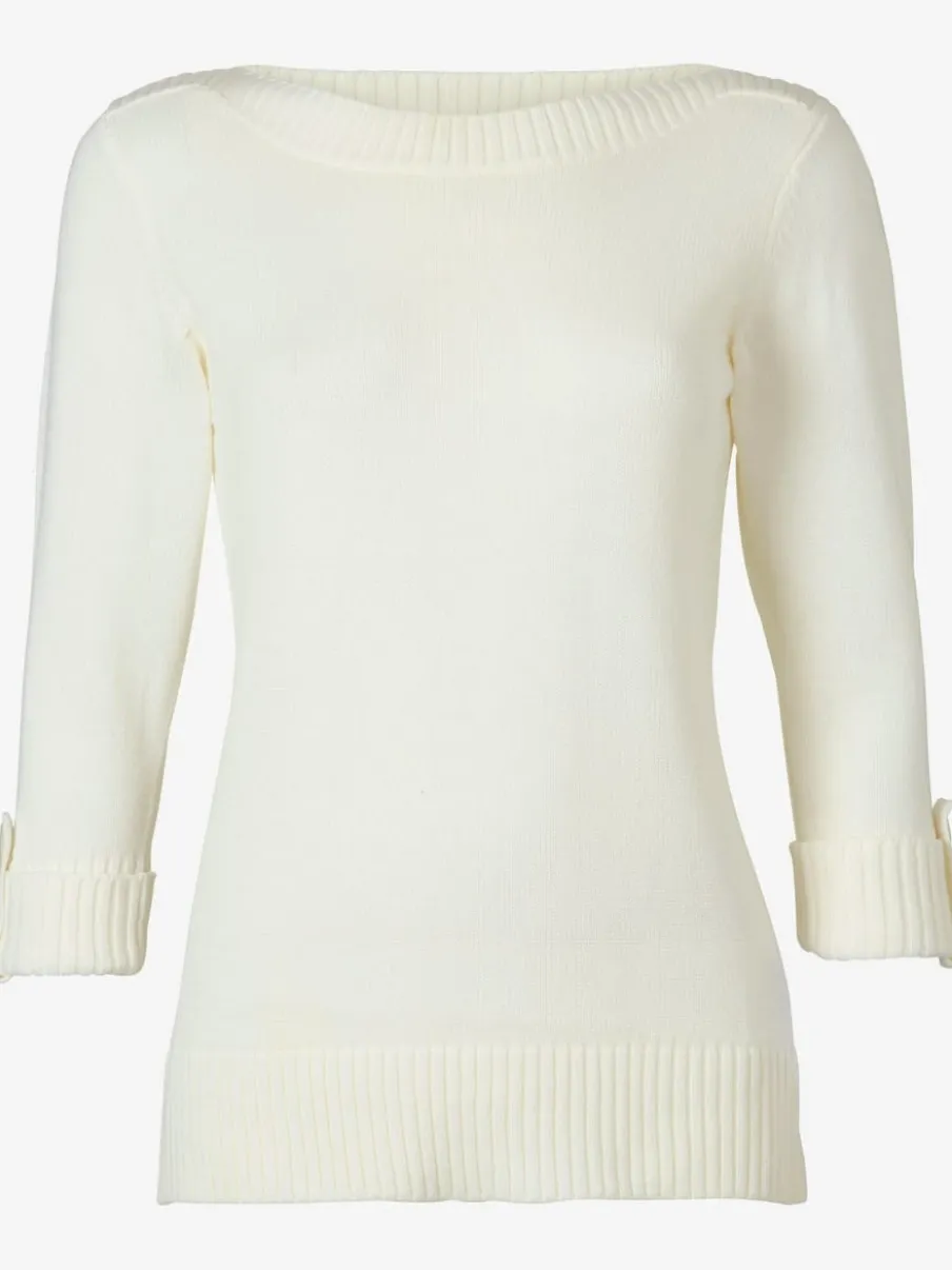 Pull femme col en U manches 3/4 avec boutons