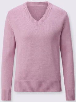 Pull femme col en v classique et finition côtelée