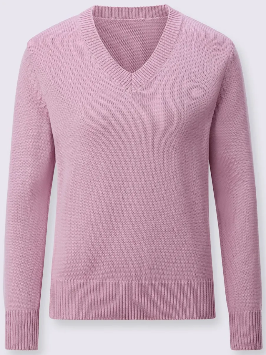 Pull femme col en v classique et finition côtelée