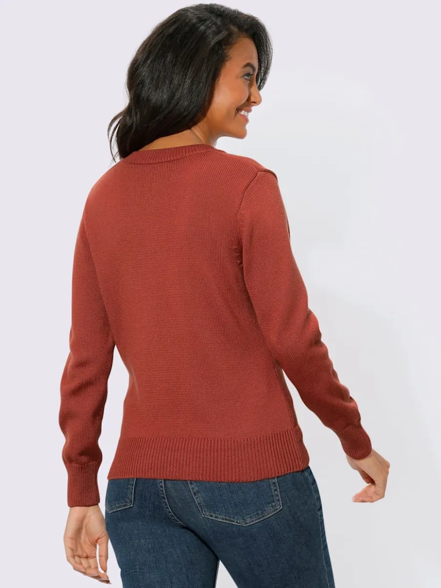 Pull femme col en v classique et finition côtelée