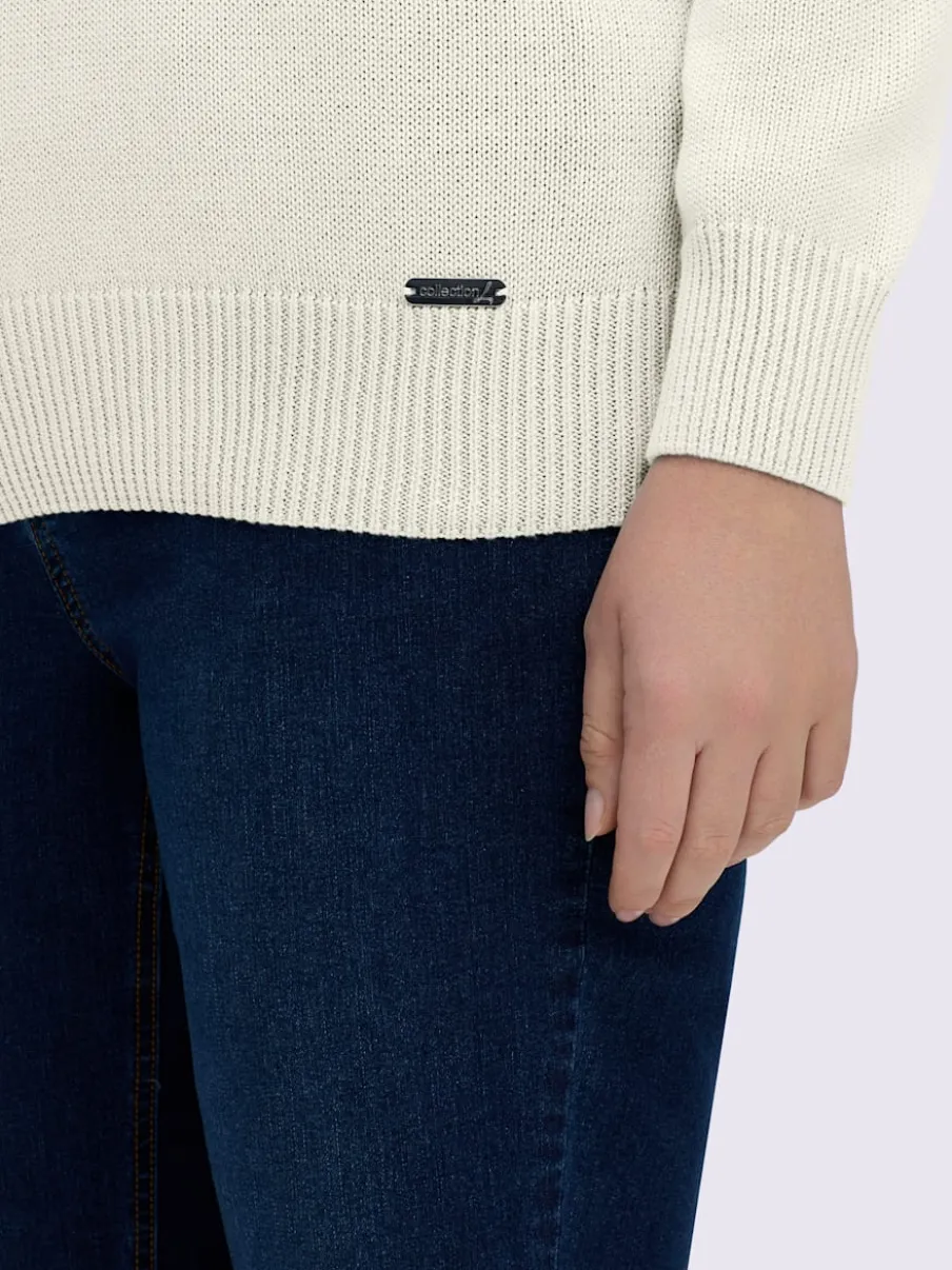 Pull femme col en v classique et finition côtelée