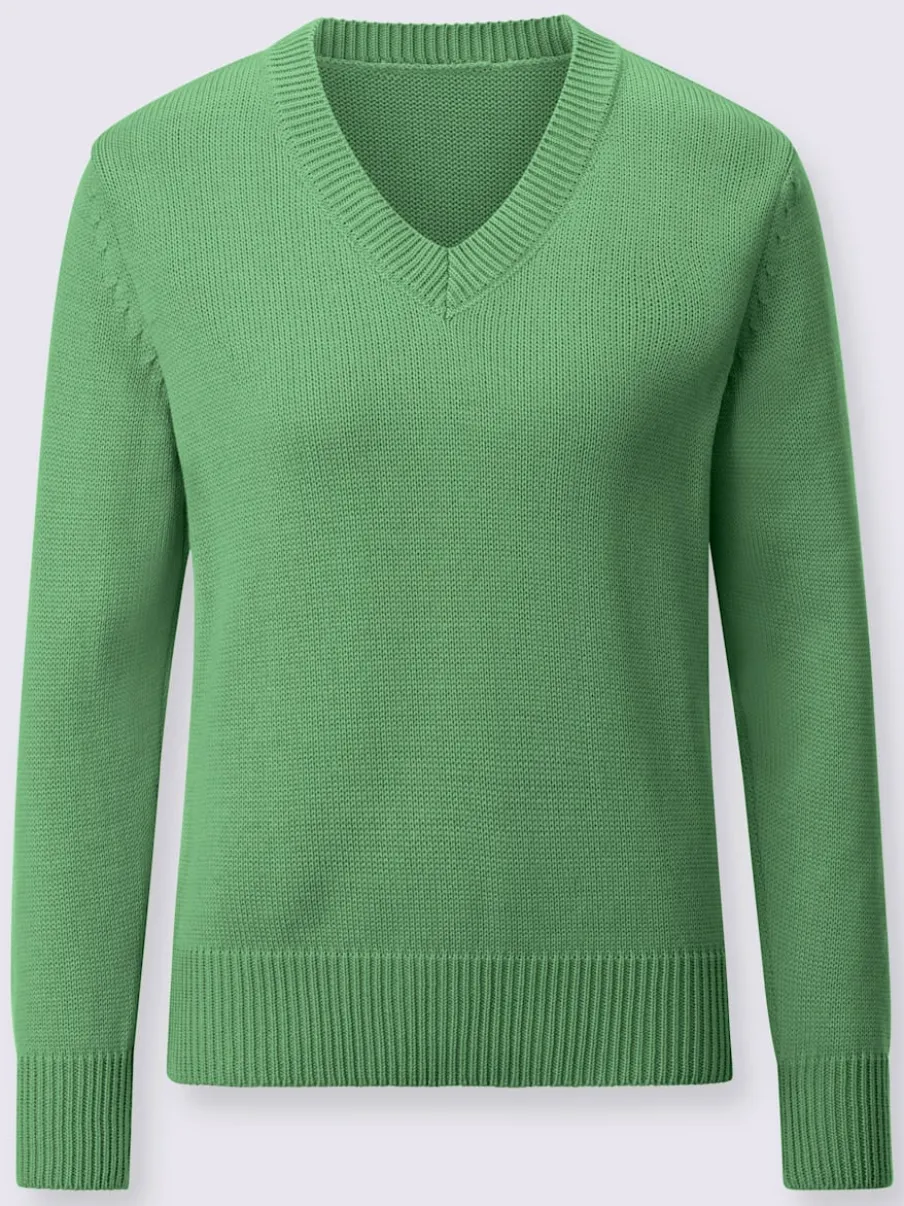 Pull femme col en v classique et finition côtelée