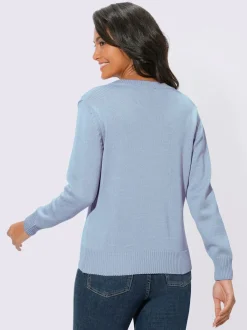 Pull femme col en v classique et finition côtelée