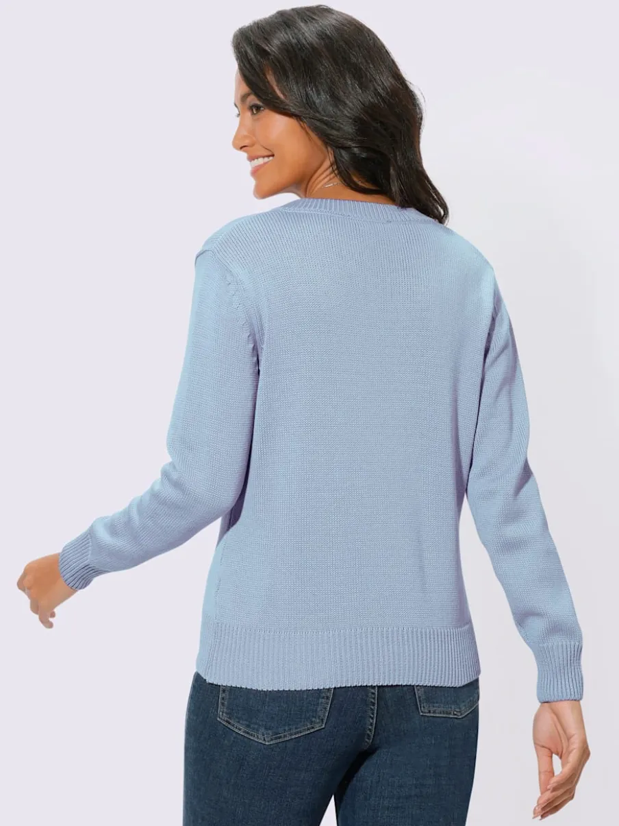 Pull femme col en v classique et finition côtelée