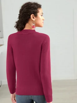 Pull féminin col tortue manches longues finitions côtelées