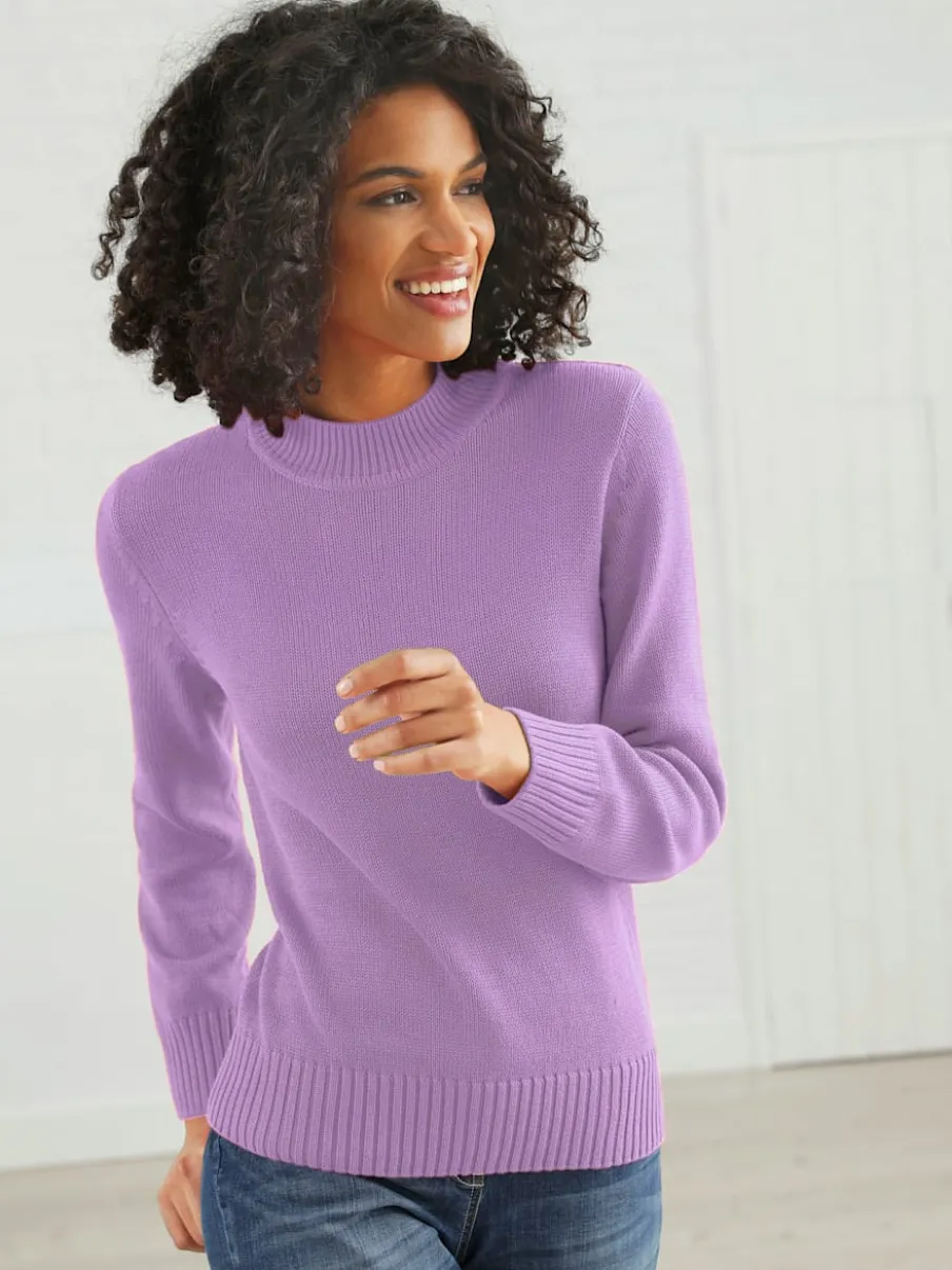 Pull féminin col tortue manches longues finitions côtelées