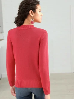 Pull féminin col tortue manches longues finitions côtelées