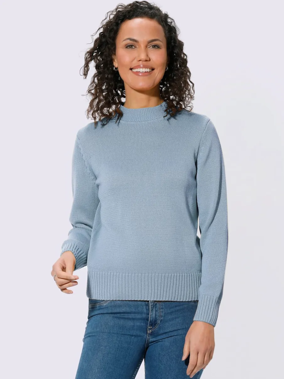 Pull féminin col tortue manches longues finitions côtelées