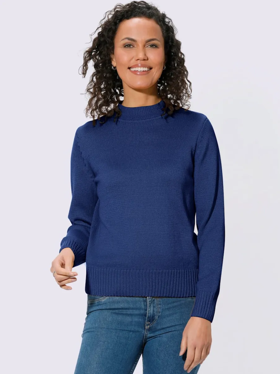 Pull féminin col tortue manches longues finitions côtelées