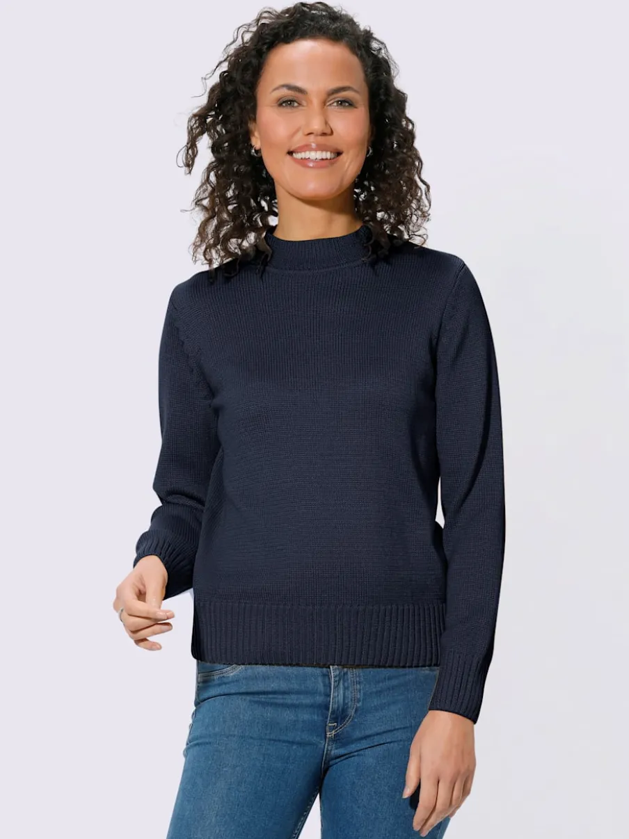 Pull féminin col tortue manches longues finitions côtelées