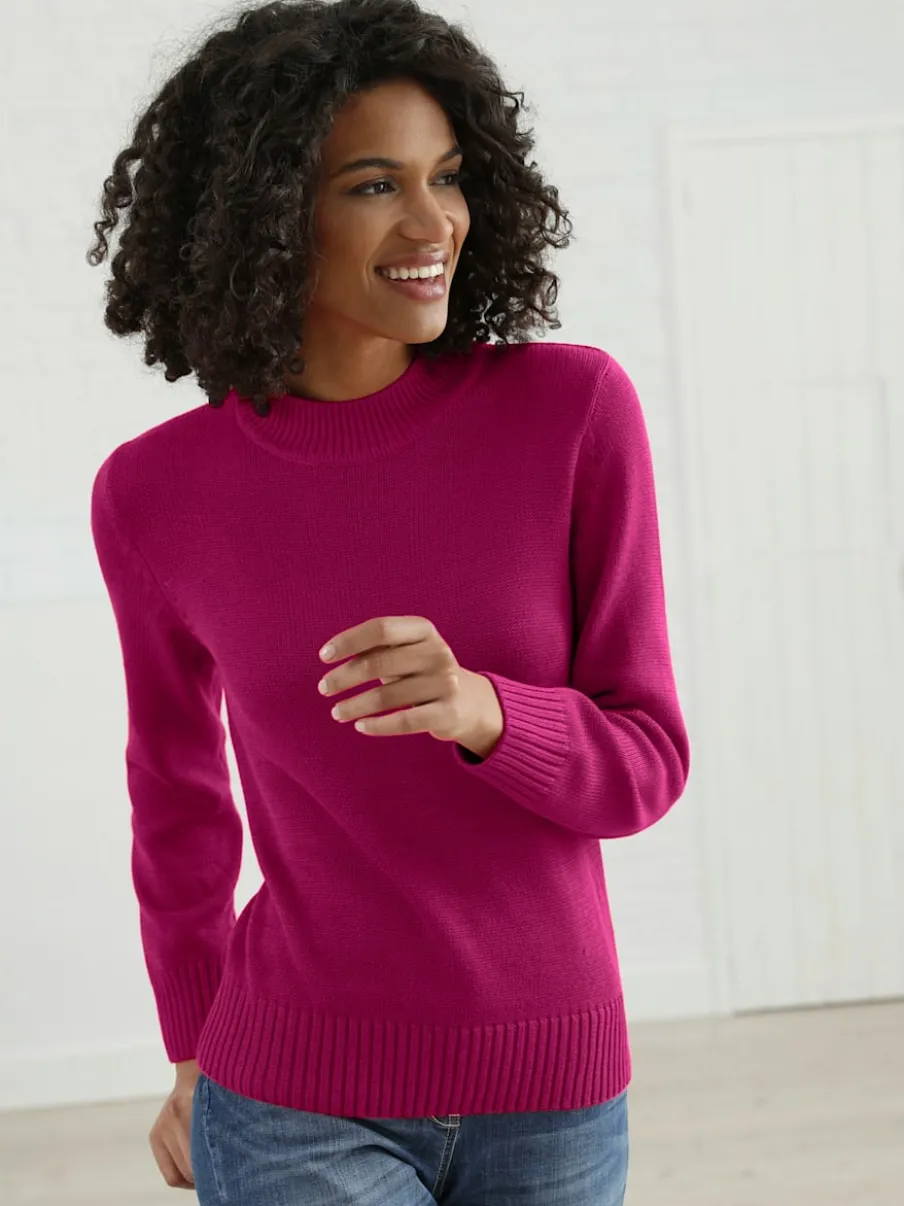 Pull féminin col tortue manches longues finitions côtelées