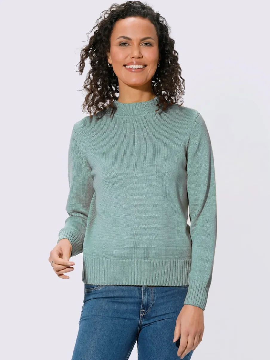 Pull féminin col tortue manches longues finitions côtelées