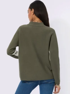 Pull jacquard avec col montant et manches chauve-souris