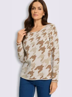 Pull jacquard motif pied-de-poule