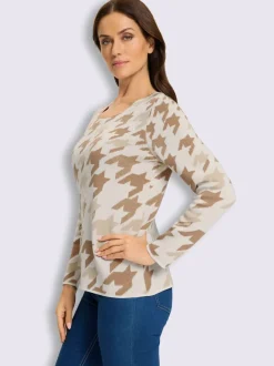 Pull jacquard motif pied-de-poule