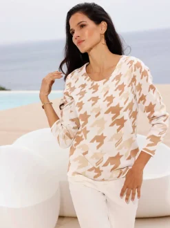 Pull jacquard motif pied-de-poule