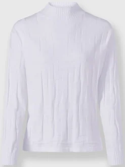 Pull jacquard motif tricoté col montant manches longues