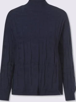 Pull jacquard motif tricoté col montant manches longues