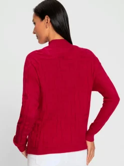 Pull jacquard motif tricoté col montant manches longues