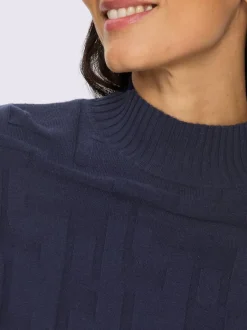 Pull jacquard motif tricoté col montant manches longues