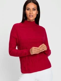 Pull jacquard motif tricoté col montant manches longues