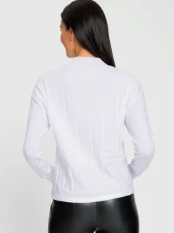 Pull jacquard motif tricoté col montant manches longues