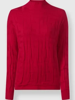 Pull jacquard motif tricoté col montant manches longues