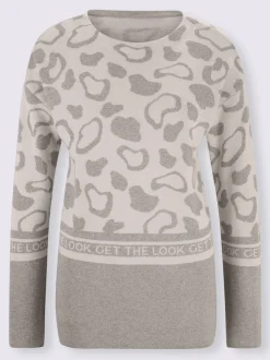 Pull jacquard original en fil brillant à manches longues