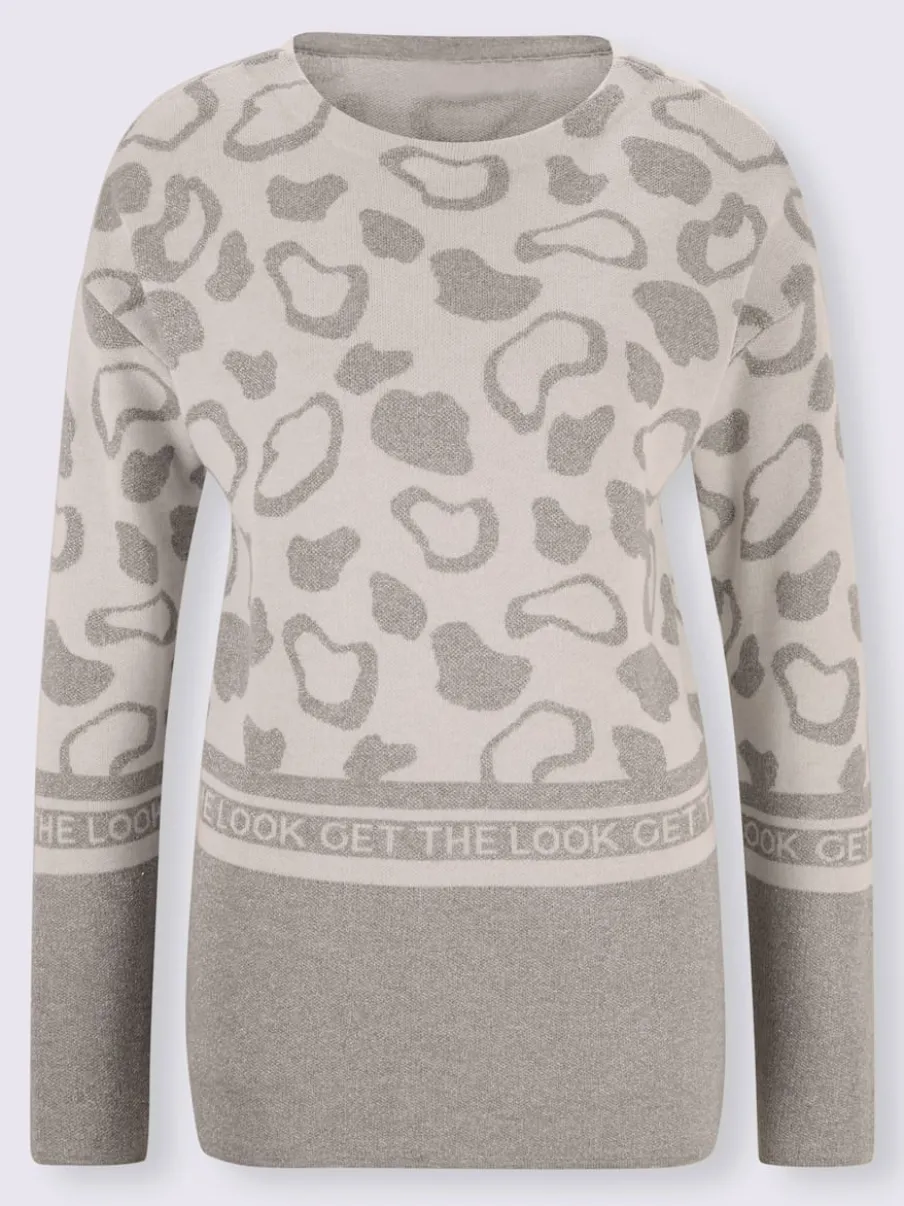 Pull jacquard original en fil brillant à manches longues