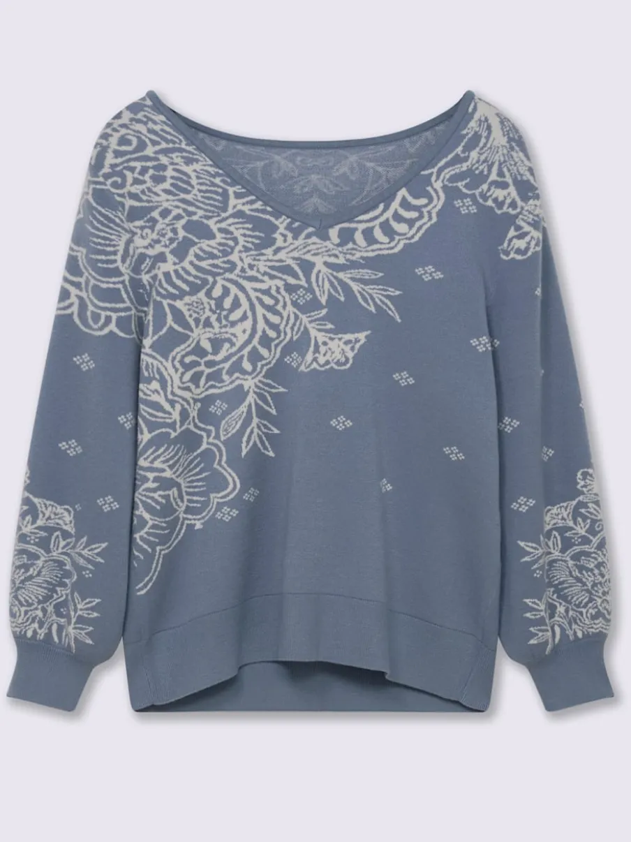 Pull jacquard tricot jacquard devant