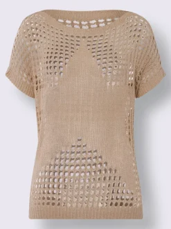 Pull léger ajouré avec motif étoile et encolure U