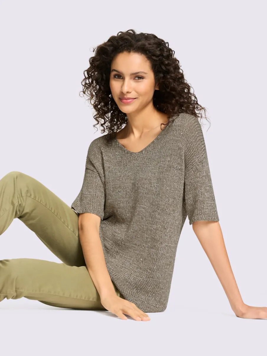 Pull léger à manches courtes en tricot scintillant