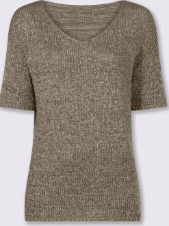 Pull léger à manches courtes en tricot scintillant